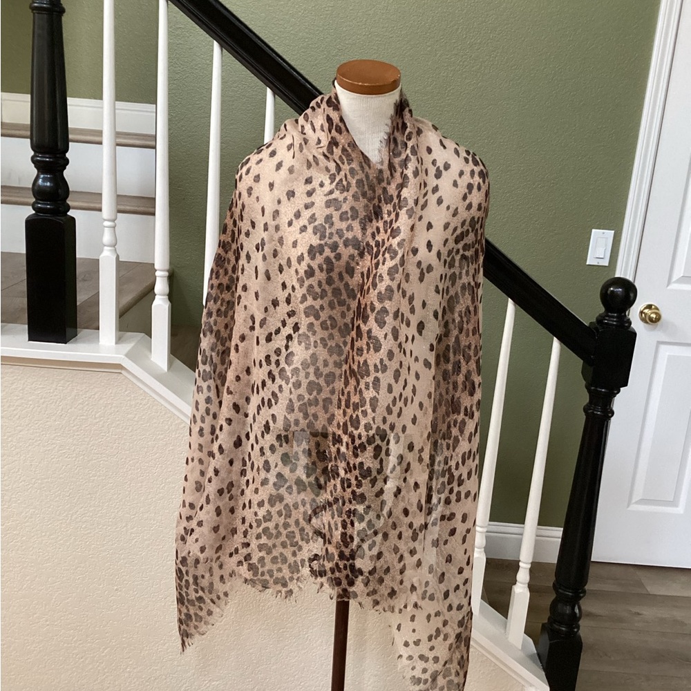 Leopard Print Scarf - Brown and Black